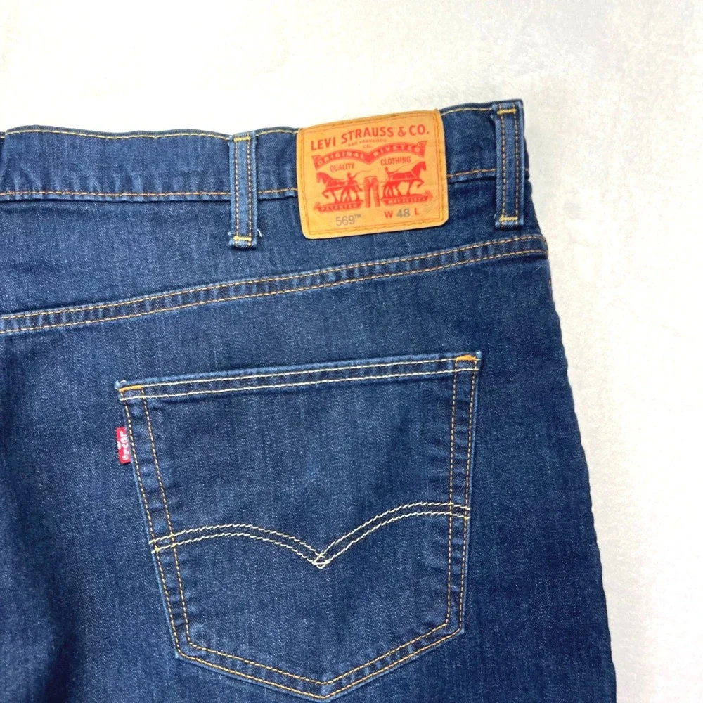 Levi's 569 Loose Straight Shorts Mens 48 Dark Wash Indigo Denim Baggy Jorts